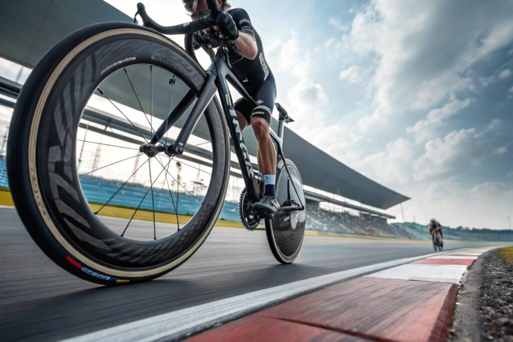 chamber tires on a sleek road bike