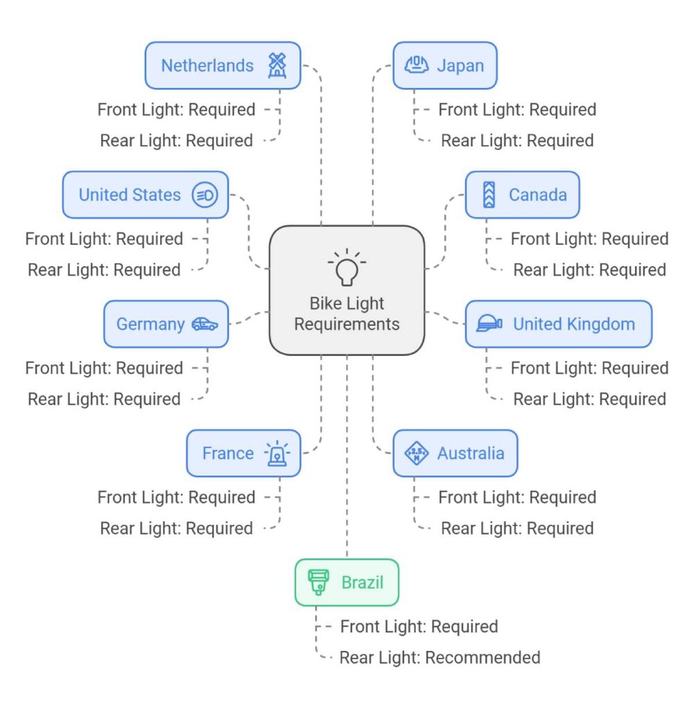 Legal Regulations for Bike Lights various countries