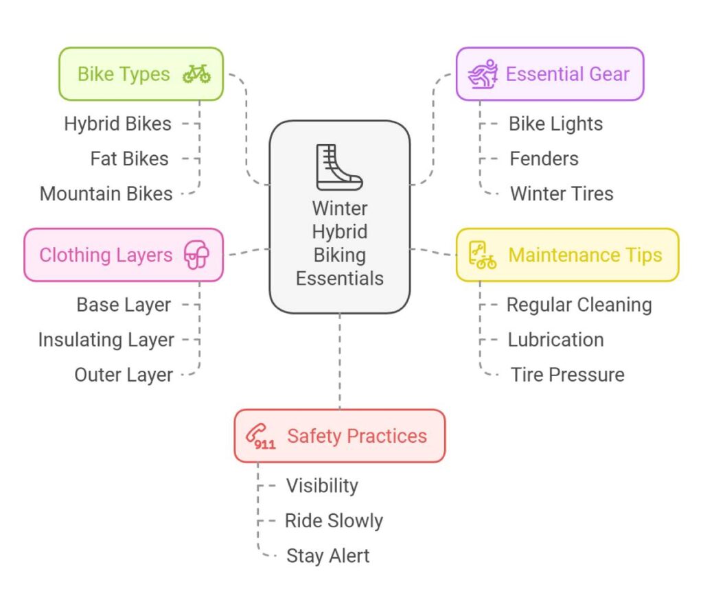 Winter Hybrid Biking Essentials